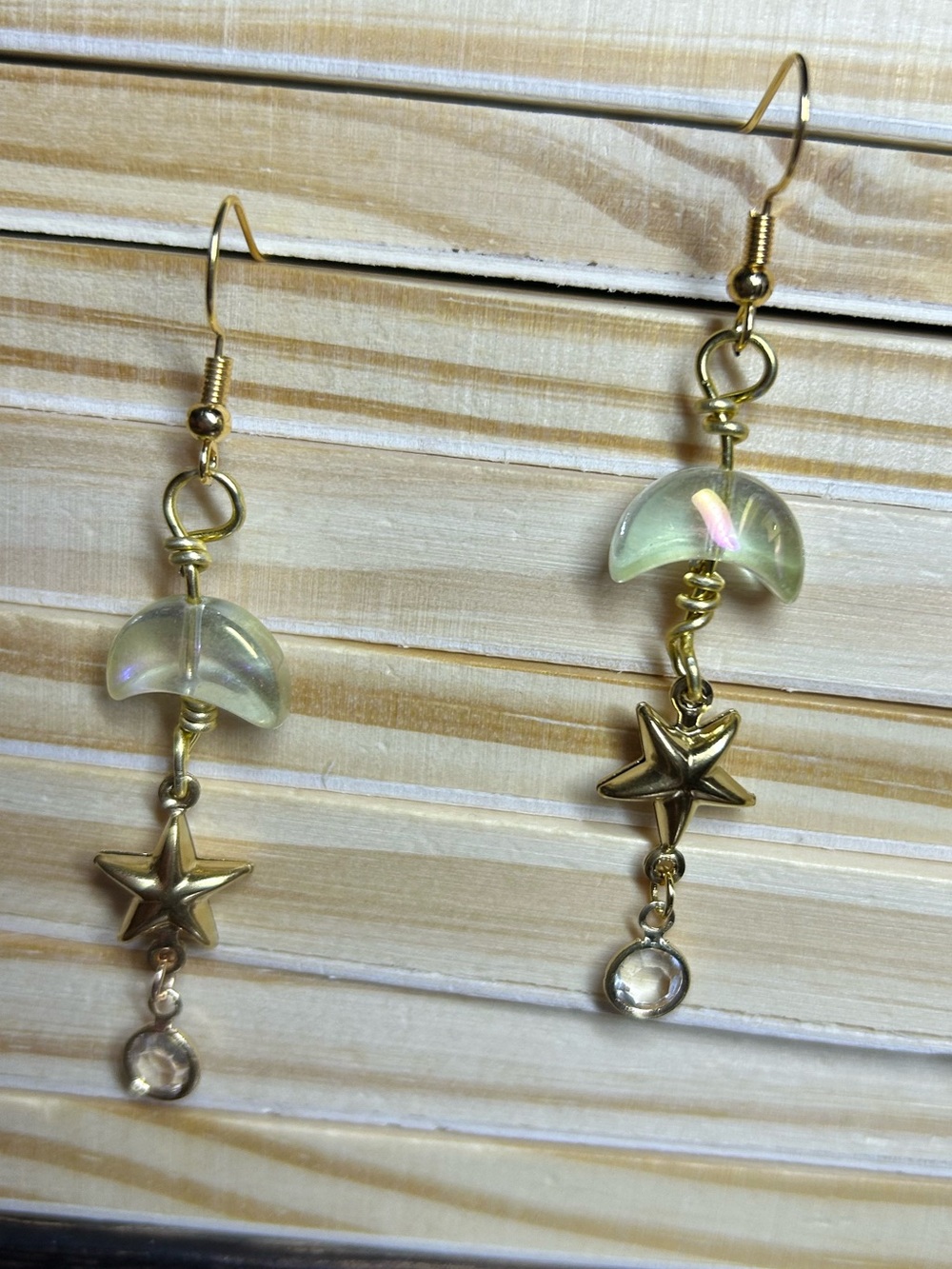 3/$25 Gold Star & Iridescent Moon Dangle Earrings